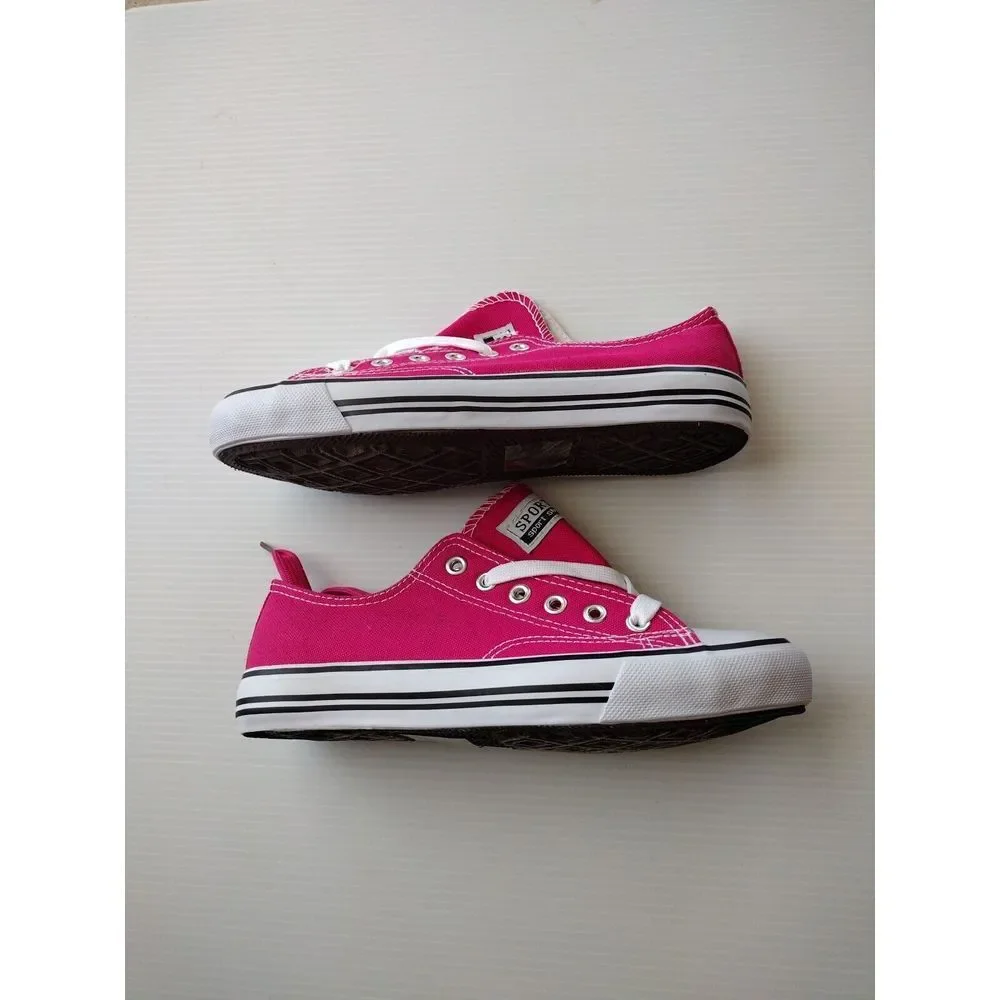 Sports Shoes Kids 8 Fuchsia White Classic Low Top Sneakers‎ Canvas School Skate